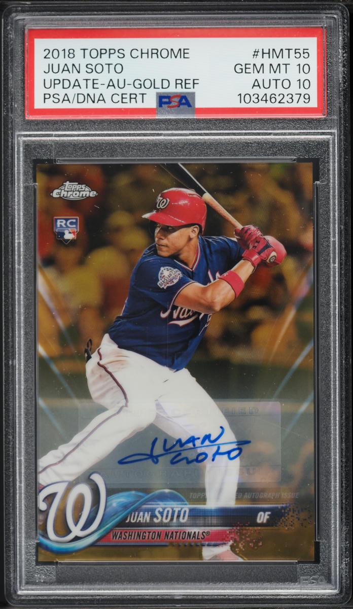 2018 Topps Chrome Update Gold Refractor Juan Soto ROOKIE AUTO DNA 10 /50 #HMT55 PSA 10 GEM MINT