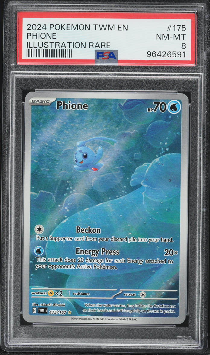 2024 Pokemon Scarlet & Violet Twilight Masquerade IR Phione #175 PSA 8 NM-MT