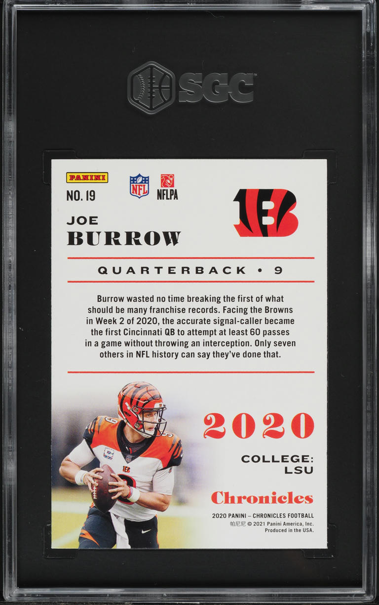 2020 Panini Chronicles Joe Burrow ROOKIE #19 SGC 9 MINT