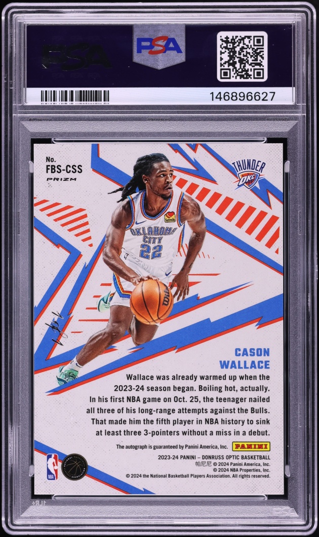 2023 Donruss Optic Fast Break Black Cason Wallace ROOKIE AUTO 1/1 #FBS-CSS PSA 10 GEM MINT