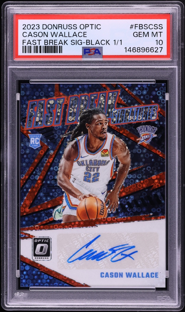 2023 Donruss Optic Fast Break Black Cason Wallace ROOKIE AUTO 1/1 #FBS-CSS PSA 10 GEM MINT