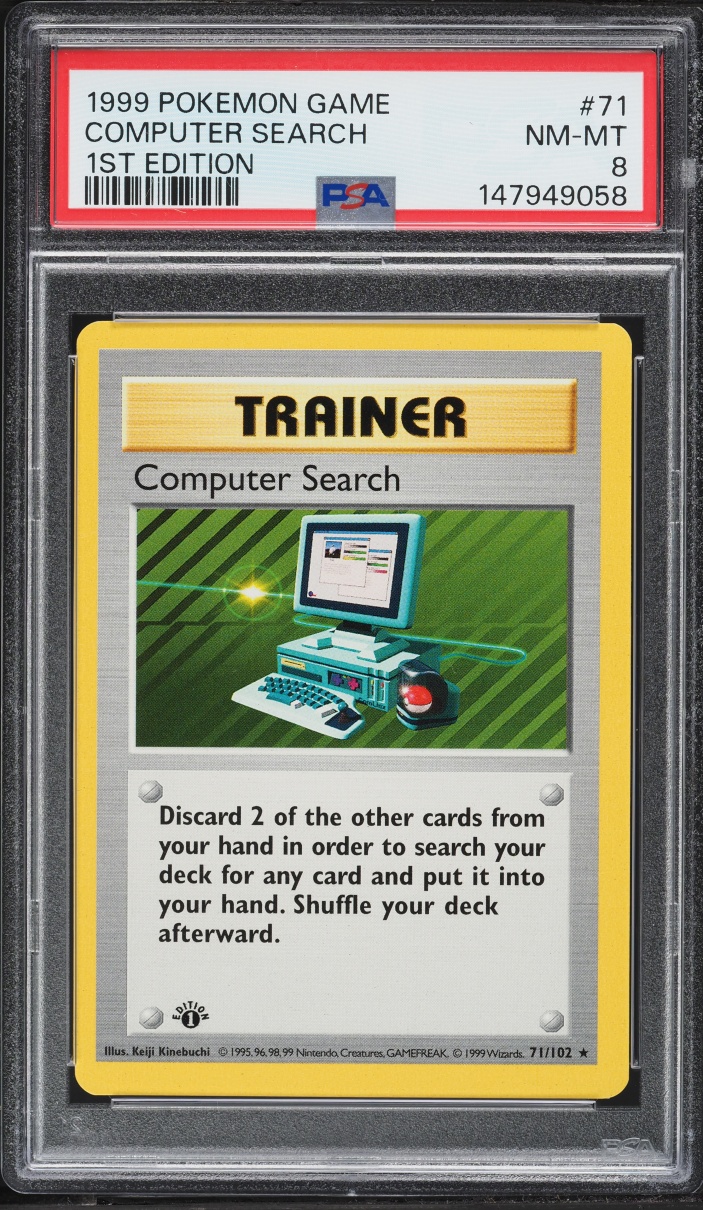 1999 Pokemon Base Set Shadowless 1st Edition Computer Search #71 PSA 8 NM-MT