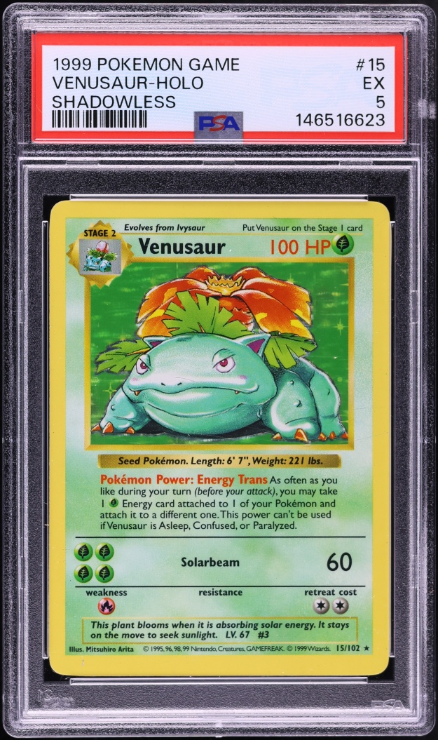 1999 Pokemon Base Set Shadowless Holo Venusaur #15 PSA 5 EX