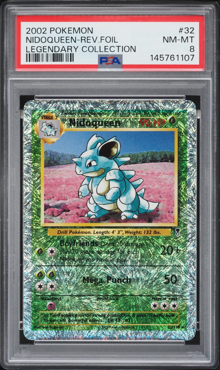 2002 Pokemon Legendary Collection Reverse Holo Nidoqueen #32 PSA 8 NM-MT