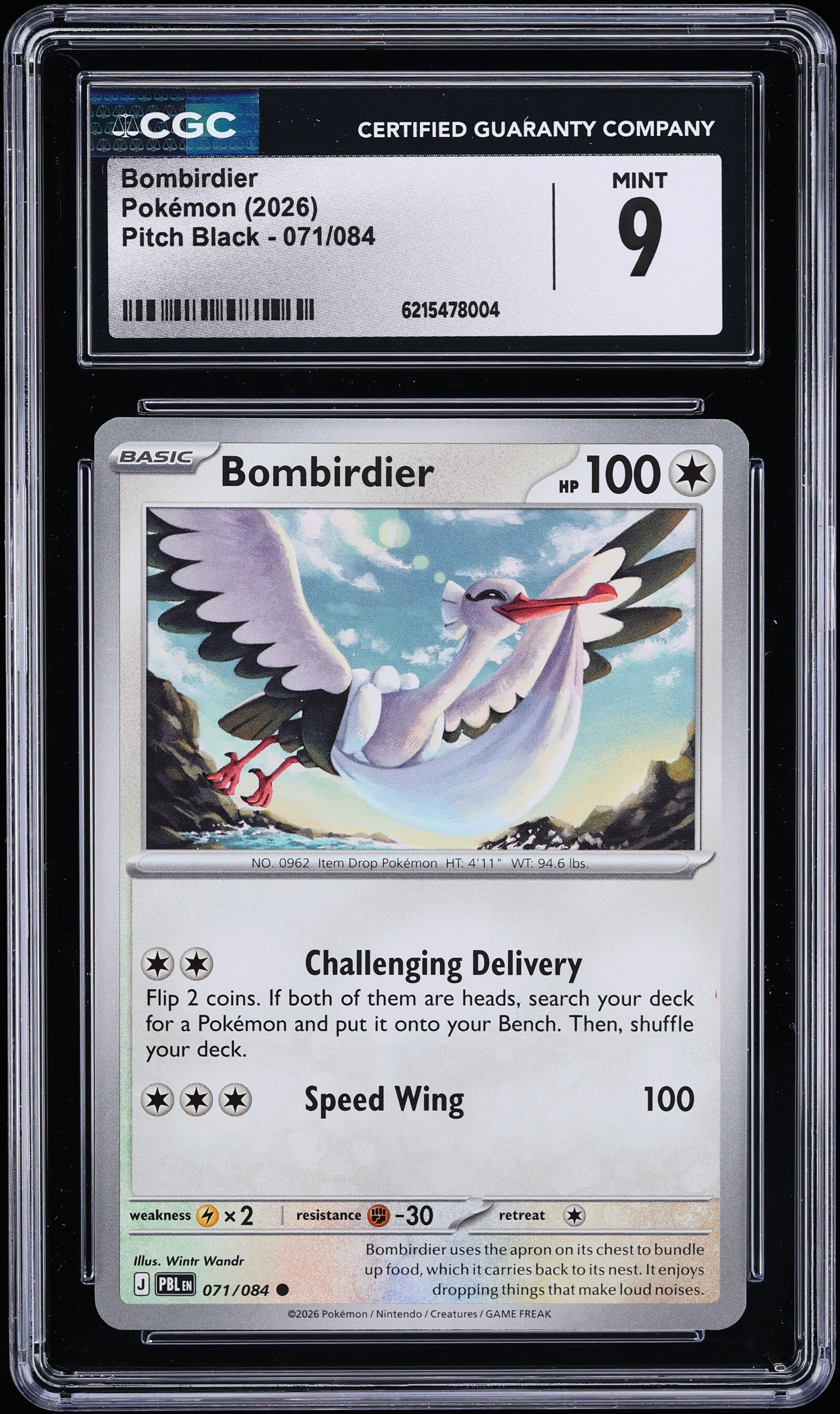 2026 Pokemon Mega Evolution Pitch Black Bombirdier #71 CGC 9 MINT