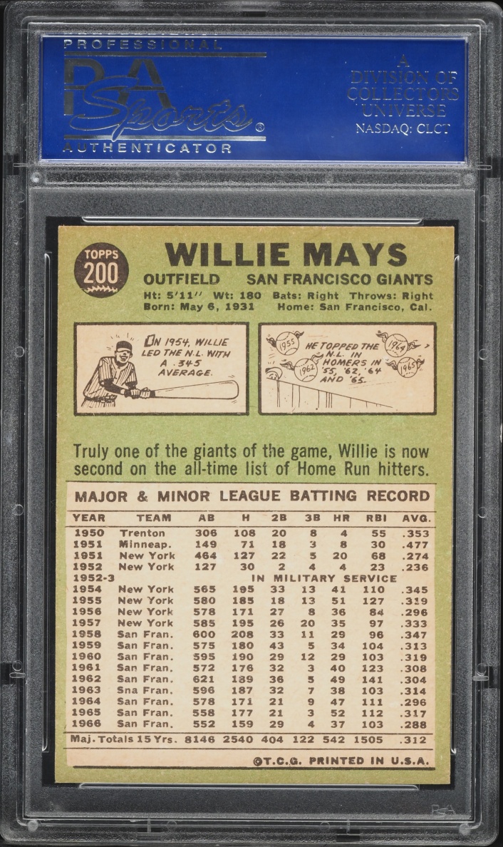 1967 Topps Willie Mays #200 PSA 7 NRMT