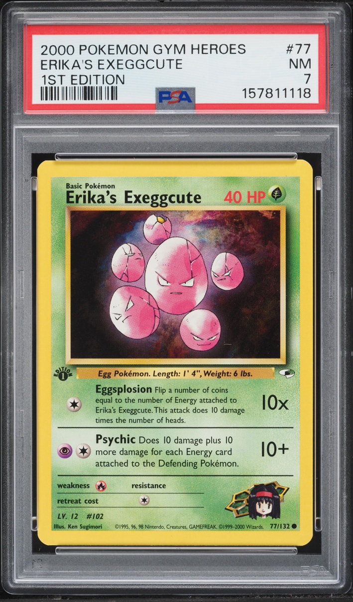 2000 Pokemon Gym Heroes 1st Edition Erika's Exeggcute #77 PSA 7 NRMT