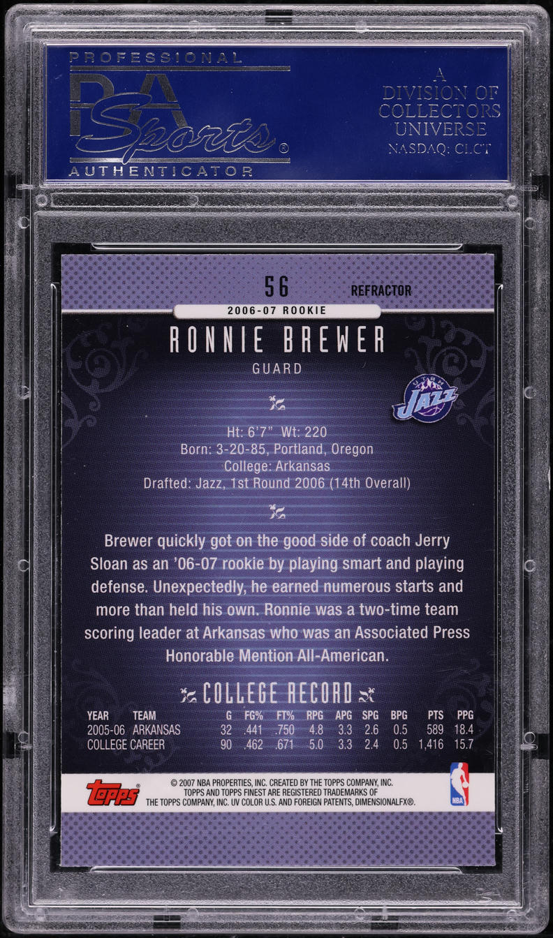 2006 Finest Refractor Ronnie Brewer #56 PSA 10 GEM MINT