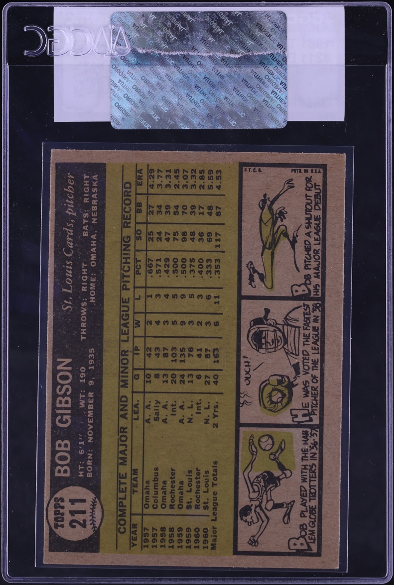 1961 Topps Bob Gibson #211 CGC AUTH