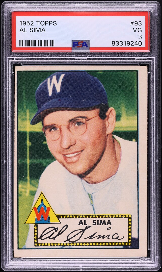 1952 Topps Al Sima #93 PSA 3 VG