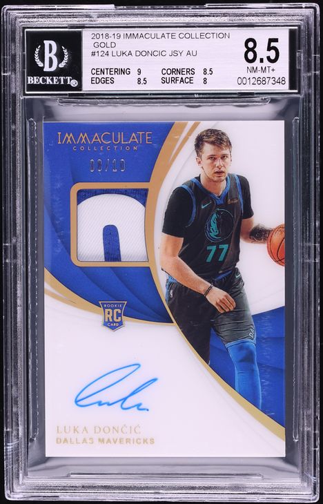 2018 Immaculate Collection Gold Luka Doncic ROOKIE PATCH AUTO /10 #124 BGS 8.5 NM-MT+