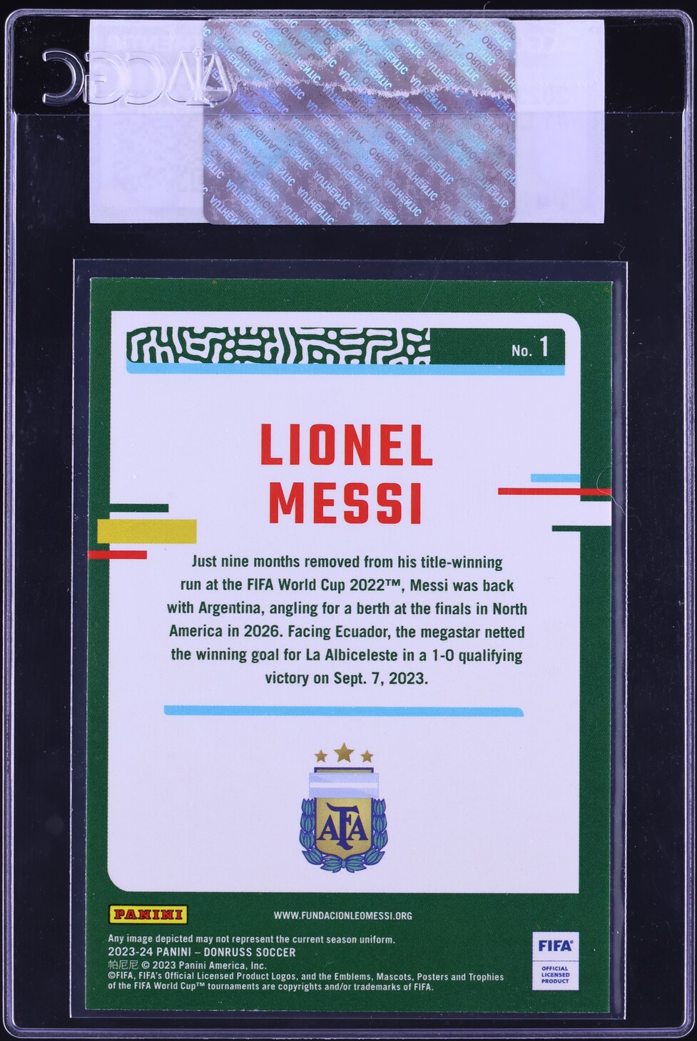 2023 Donruss Soccer Lionel Messi #1 CGC AUTH
