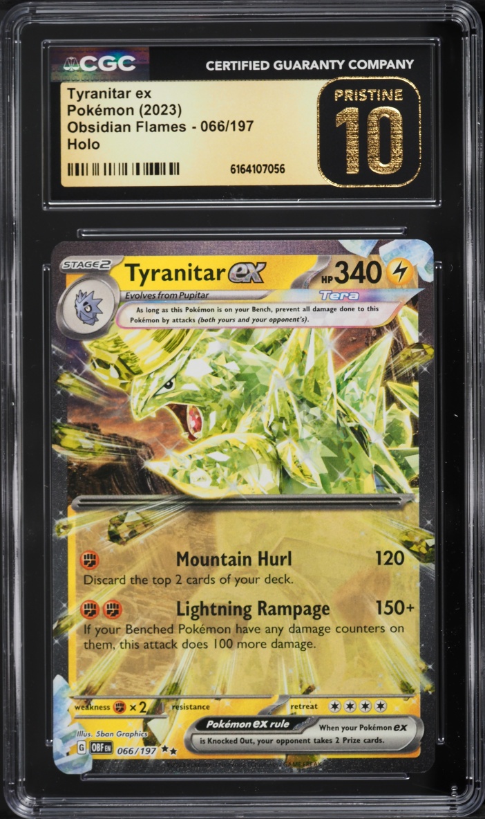 2023 Pokemon Scarlet & Violet Obsidian Flames Holo Tyranitar ex #66 CGC 10 PRISTINE