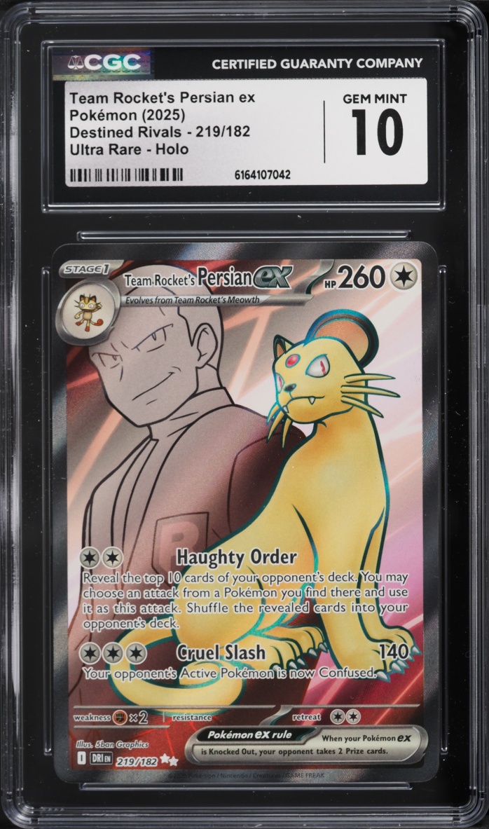 2025 Pokemon Scarlet & Violet Destined Rivals Full Art Team Rocket's Persian Ex #219 CGC 10 GEM