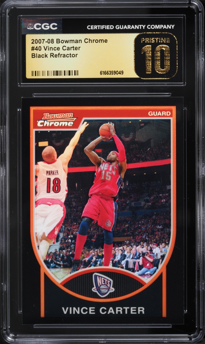 2007 Bowman Chrome Black Refractor Vince Carter /199 #40 CGC 10 PRISTINE