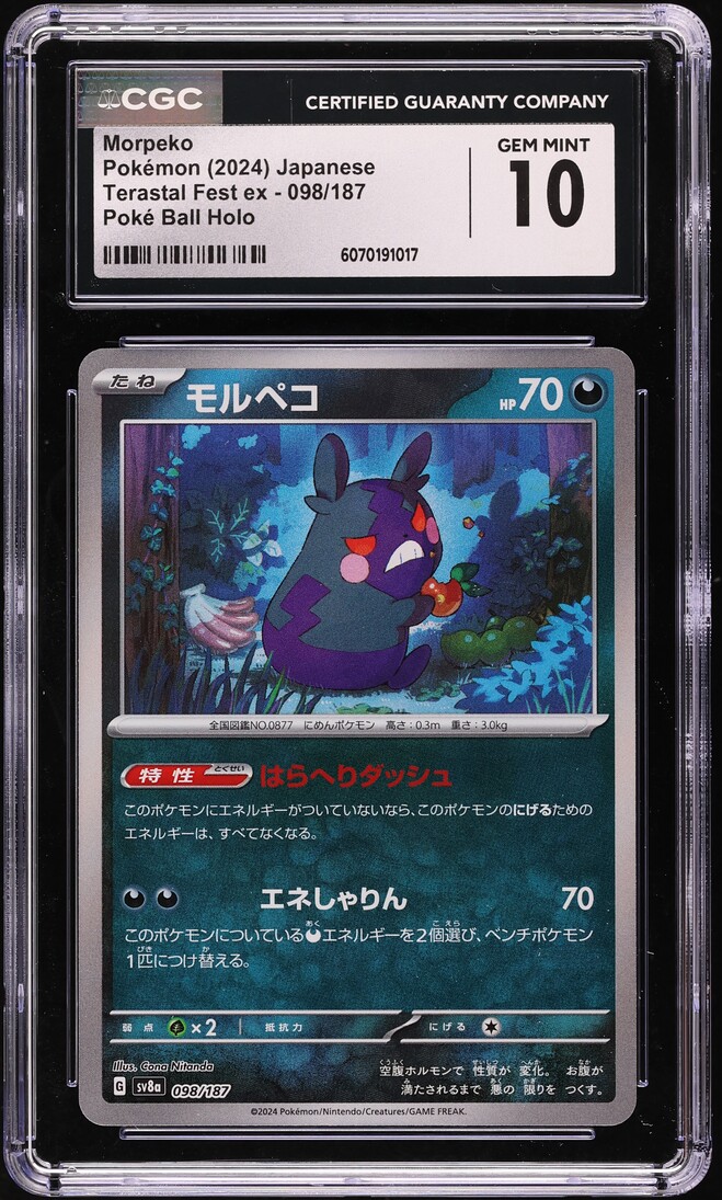 2024 Pokemon Japanese SV Terastal Fest ex Poke Ball Holo Morpeko #98 CGC 10 GEM