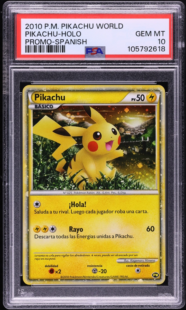 2010 Pikachu PSA 10 Pokemon Spanish World Collection Promo Holo