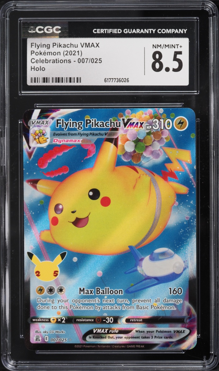 2021 Pokemon Sword & Shield Celebrations Full Art Flying Pikachu VMAX #7 CGC 8.5 NM-MT+