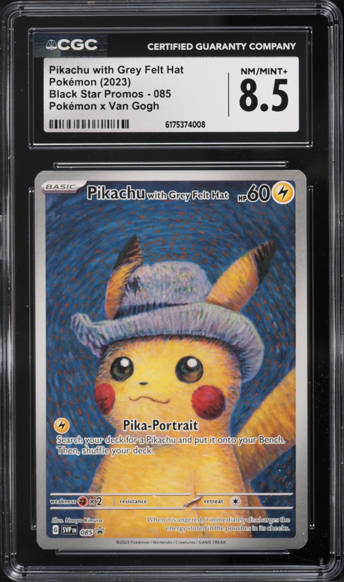 2023 Pokemon Scarlet & Violet Promo Van Gogh Full Art Pikachu With Grey Felt Hat #85 CGC 8.5