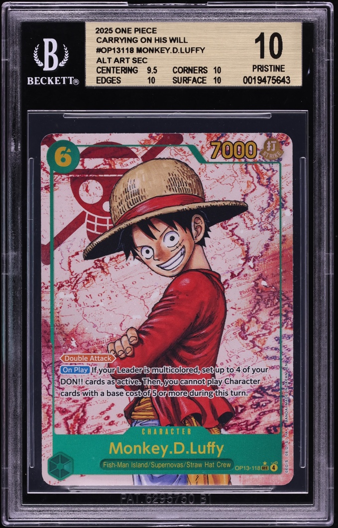 2025 One Piece Carrying On His Will Alt Art Monkey D. Luffy #OP13118 BGS 10 PRISTINE