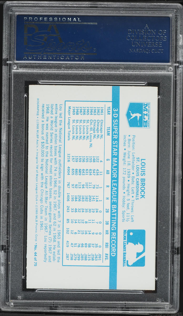 1970 Kellogg's Lou Brock #44 PSA 9 MINT