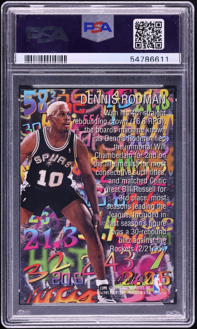 1995 Flair Hot Numbers Dennis Rodman #13 PSA 10 GEM MINT