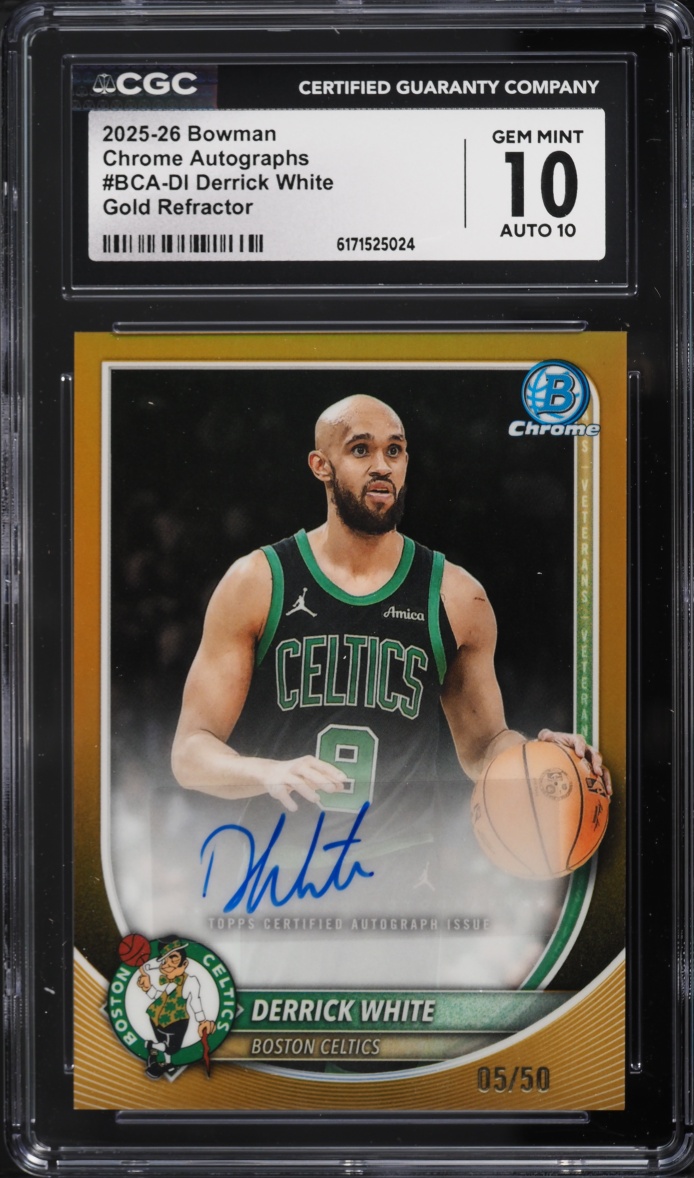 2025 Bowman Chrome Gold Refractor Derrick White AUTO /50 #BCA-DI CGC 10 GEM MINT