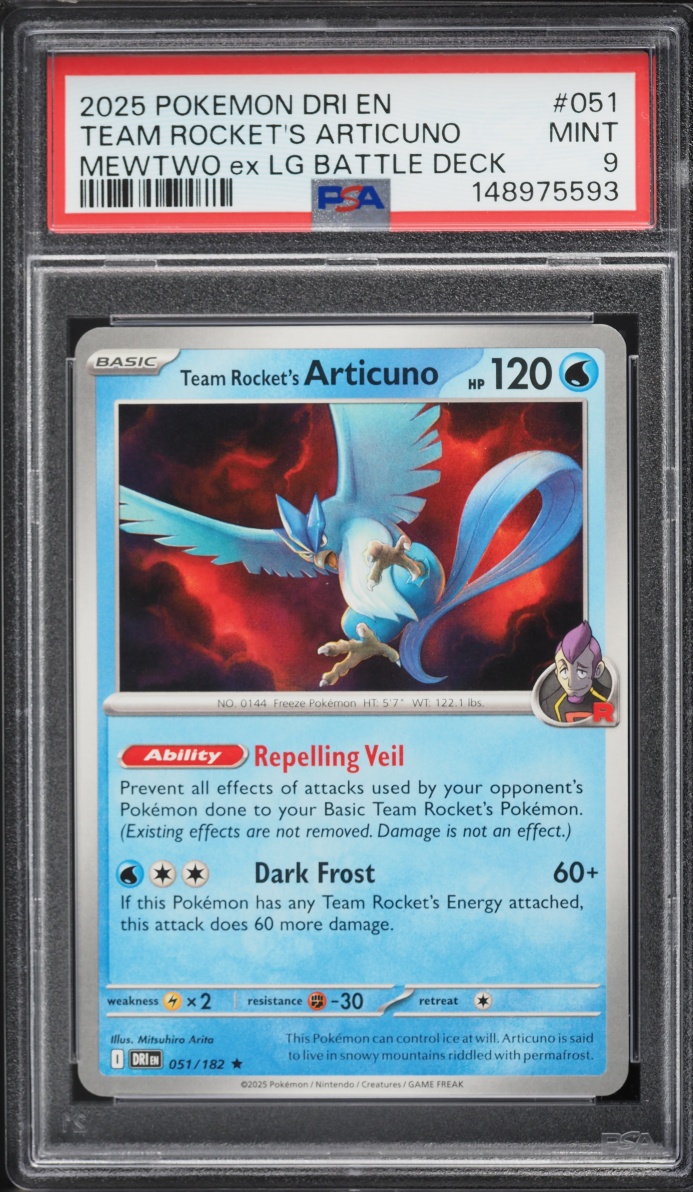 2025 Pokemon Scarlet & Violet Destined Rivals Battle Deck Team Rocket's Articuno #051 PSA 9