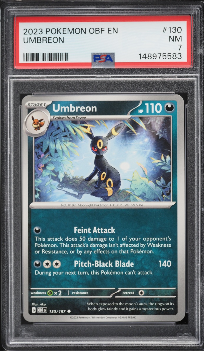 2023 Pokemon Scarlet & Violet Obsidian Flames Umbreon #130 PSA 7 NRMT