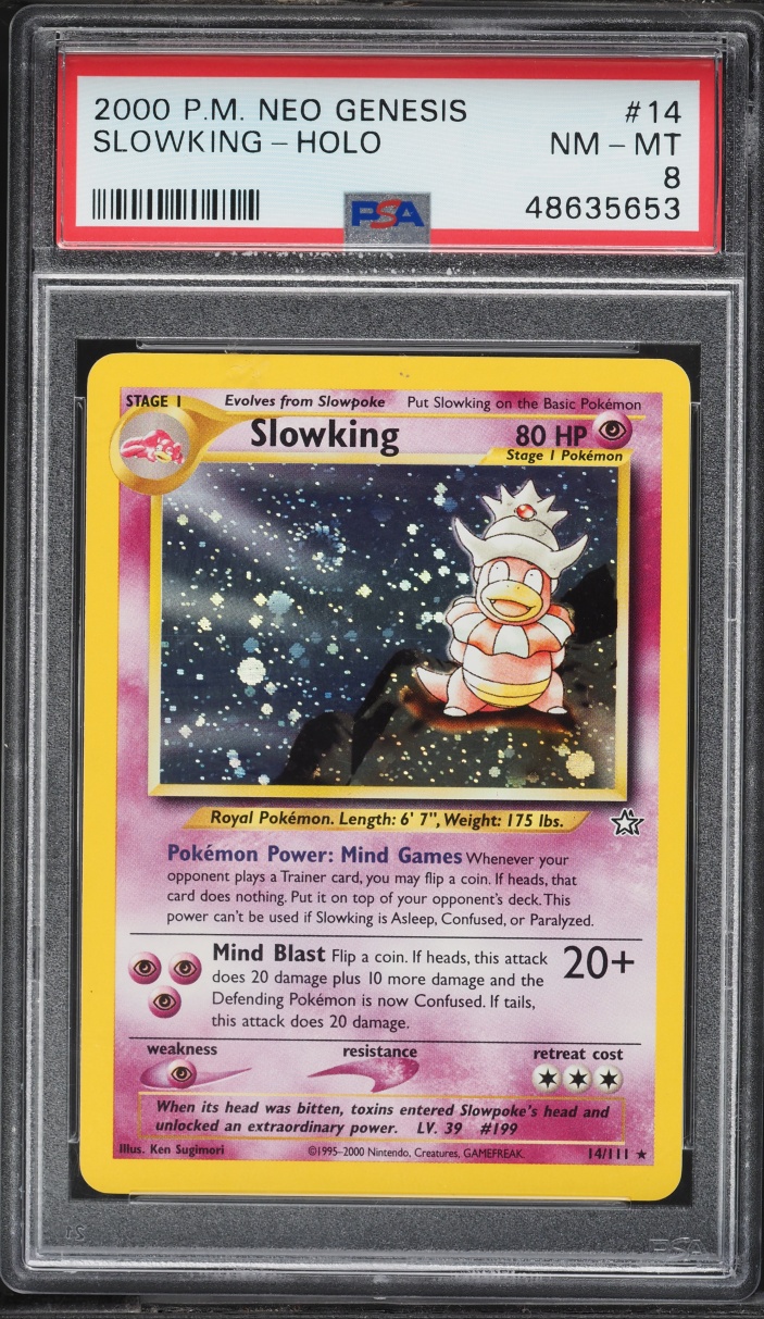 2000 Pokemon Neo Genesis Holo Slowking #14 PSA 8 NM-MT