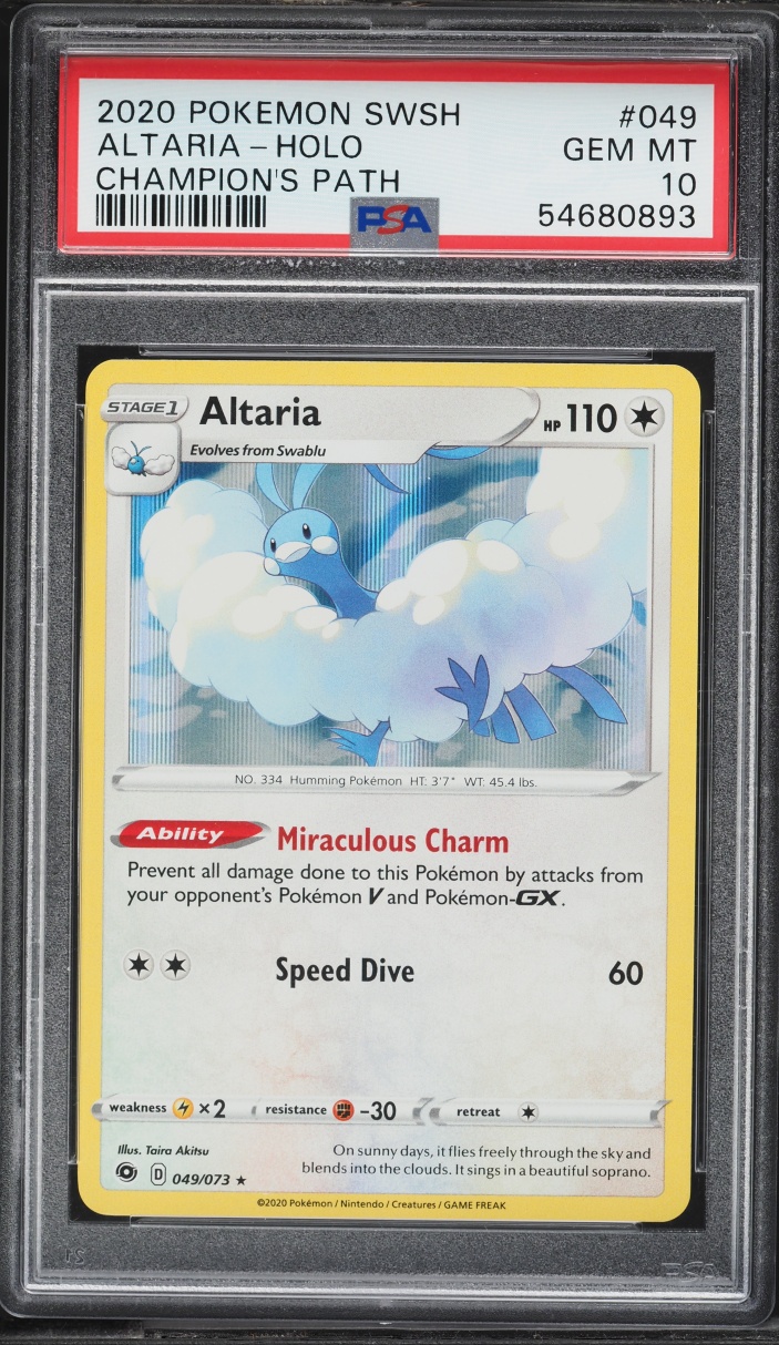 2020 Pokemon Sword & Shield Champion's Path Holo Altaria #49 PSA 10 GEM MINT