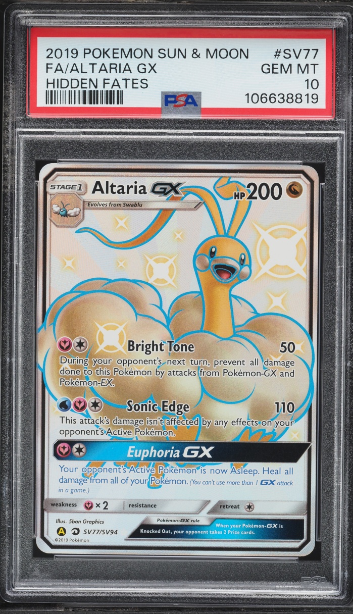 2019 Pokemon Sun & Moon Hidden Fates Shiny Altaria GX #SV77 PSA 10 GEM MINT