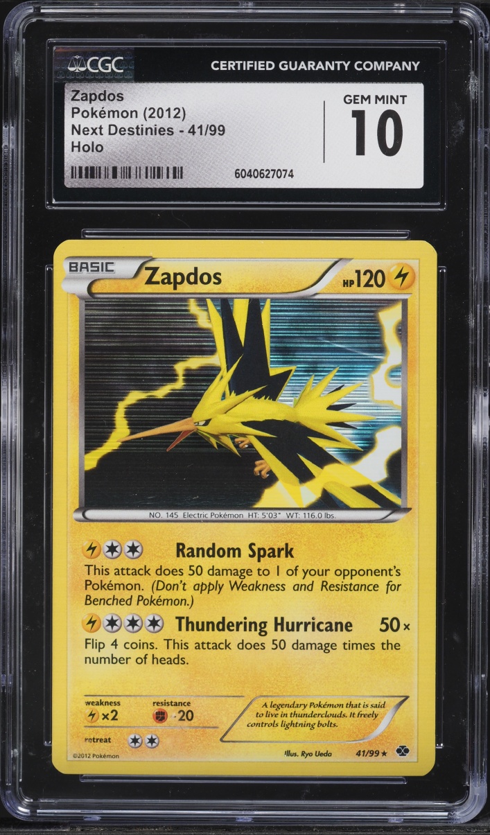 2012 Pokemon Black & White Next Destinies Holo Zapdos #41 CGC 10 GEM MINT