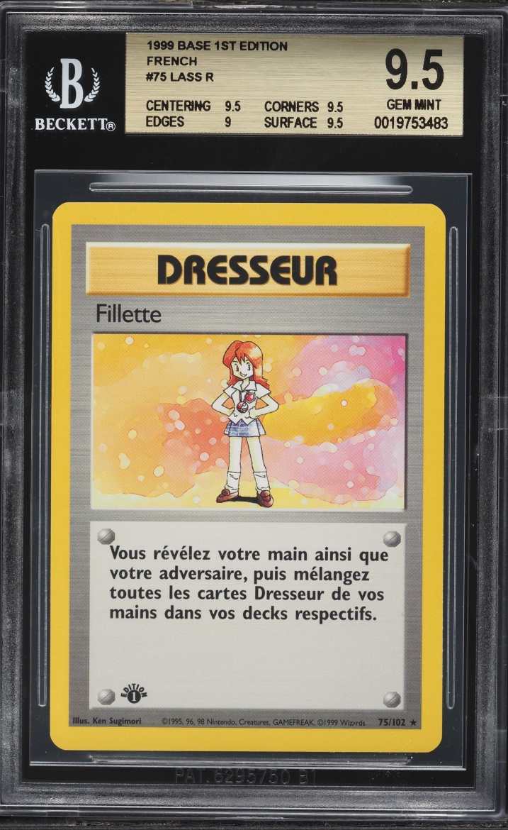 1999 Pokemon French Base Set 1st Edition Lass #75 BGS 9.5 GEM MINT