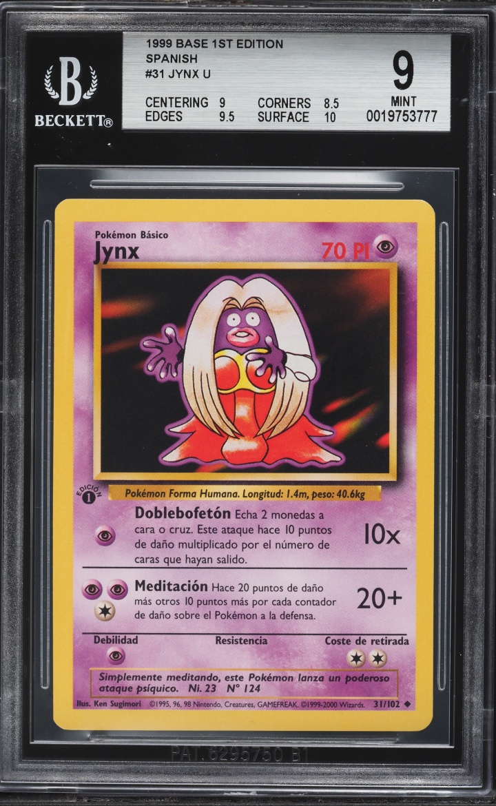 1999 Pokemon Spanish Base Set 1st Edition Jynx #31 BGS 9 MINT