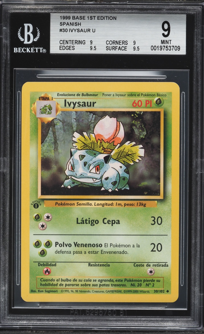 1999 Pokemon Spanish Base Set 1st Edition Ivysaur #30 BGS 9 MINT