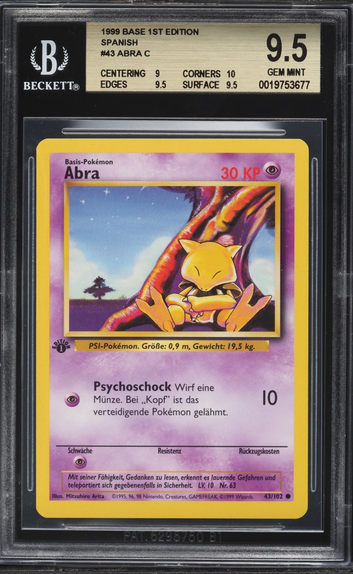 1999 Pokemon Spanish Base Set 1st Edition Abra #43 BGS 9.5 GEM MINT