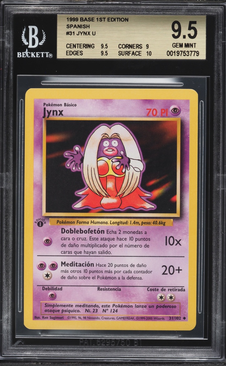 1999 Pokemon Spanish Base Set 1st Edition Jynx #31 BGS 9.5 GEM MINT
