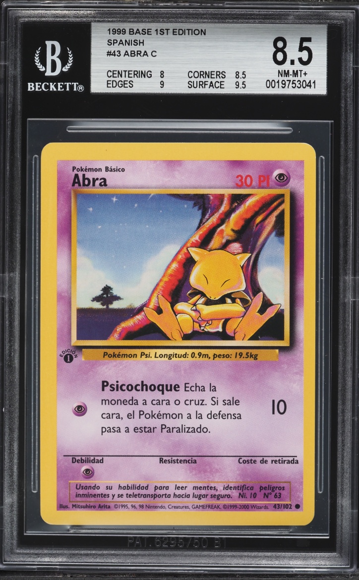 1999 Pokemon Spanish Base Set 1st Edition Abra #43 BGS 8.5 NM-MT+