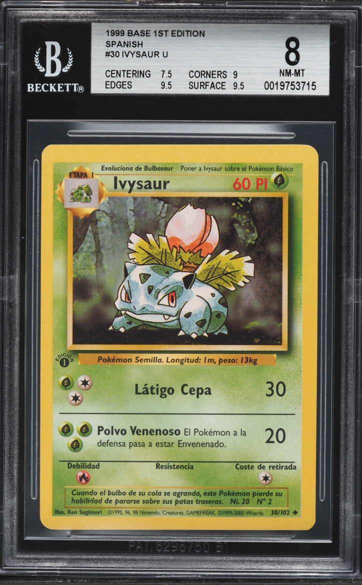 1999 Pokemon Spanish Base Set 1st Edition Ivysaur #30 BGS 8 NM-MT