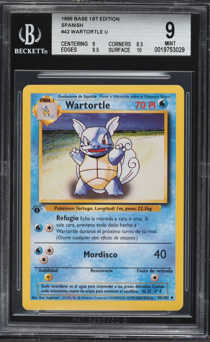 1999 Pokemon Spanish Base Set 1st Edition Wartortle #42 BGS 9 MINT