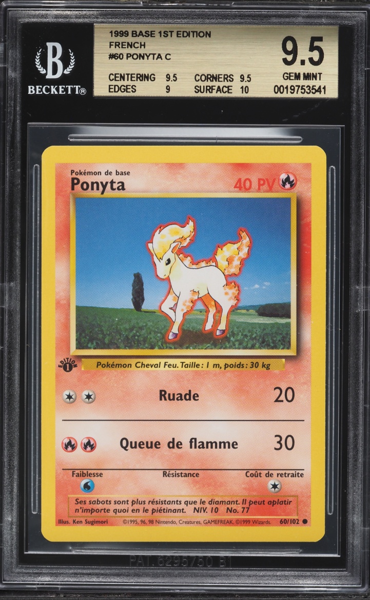 1999 Pokemon French Base Set 1st Edition Ponyta #60 BGS 9.5 GEM MINT