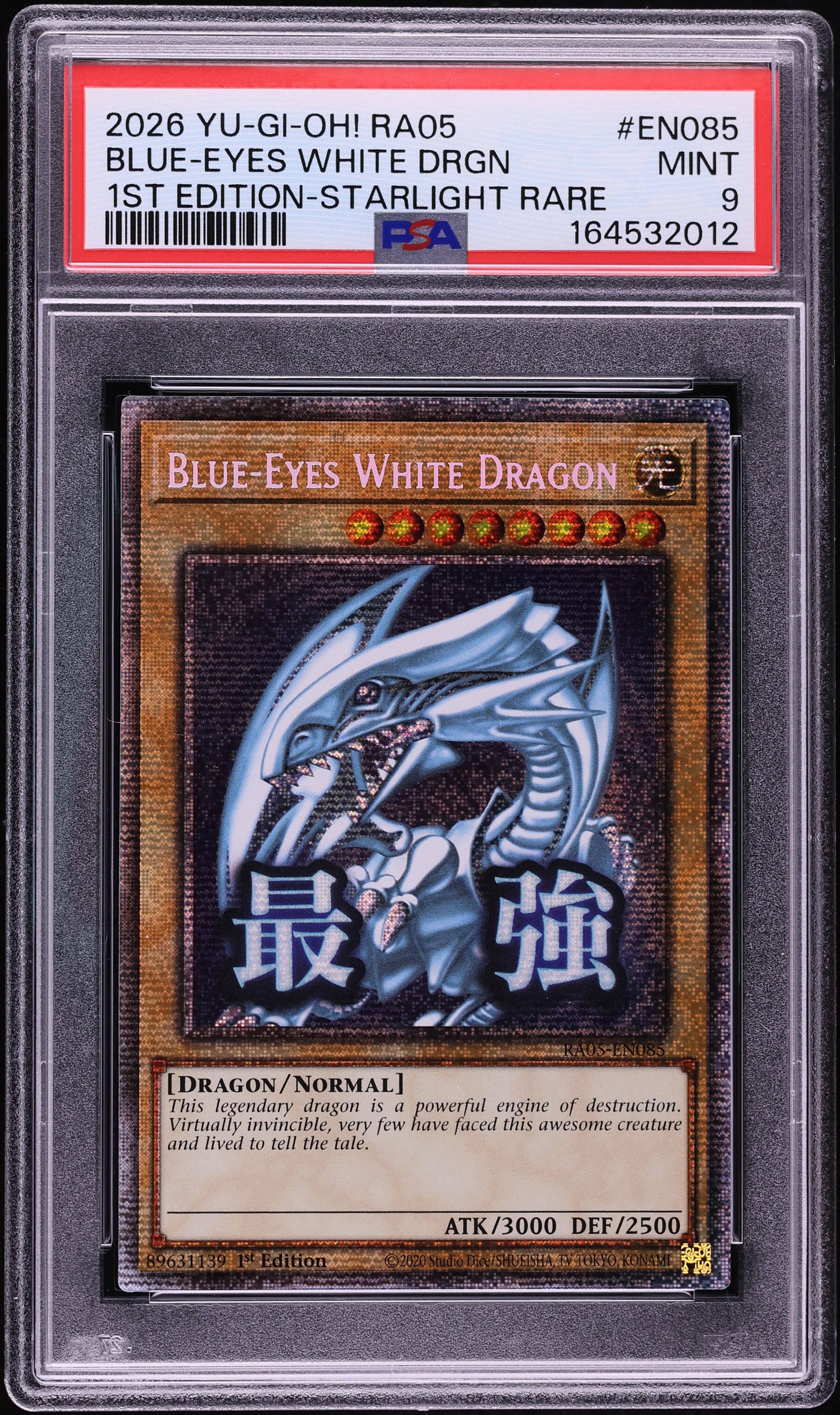 2026 Yu-Gi-Oh! RA05 1st Edition Starlight Rare Blue-Eyes White Dragon #RA05-EN085 PSA 9 MINT