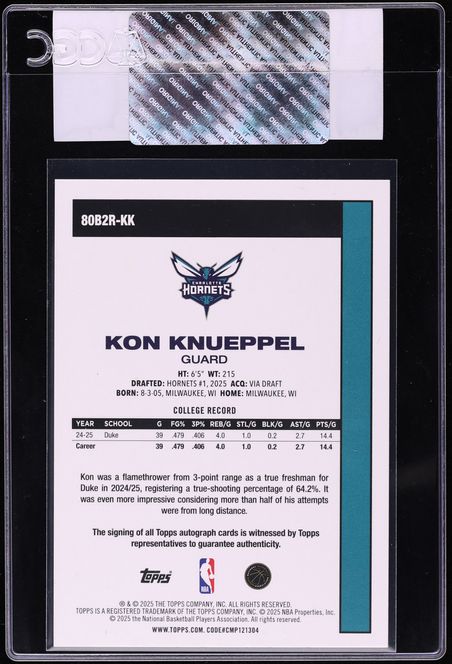 2025 Topps '80 FoilFractor Kon Knueppel ROOKIE AUTO 1/1 #80B2R-KK CGC AUTH