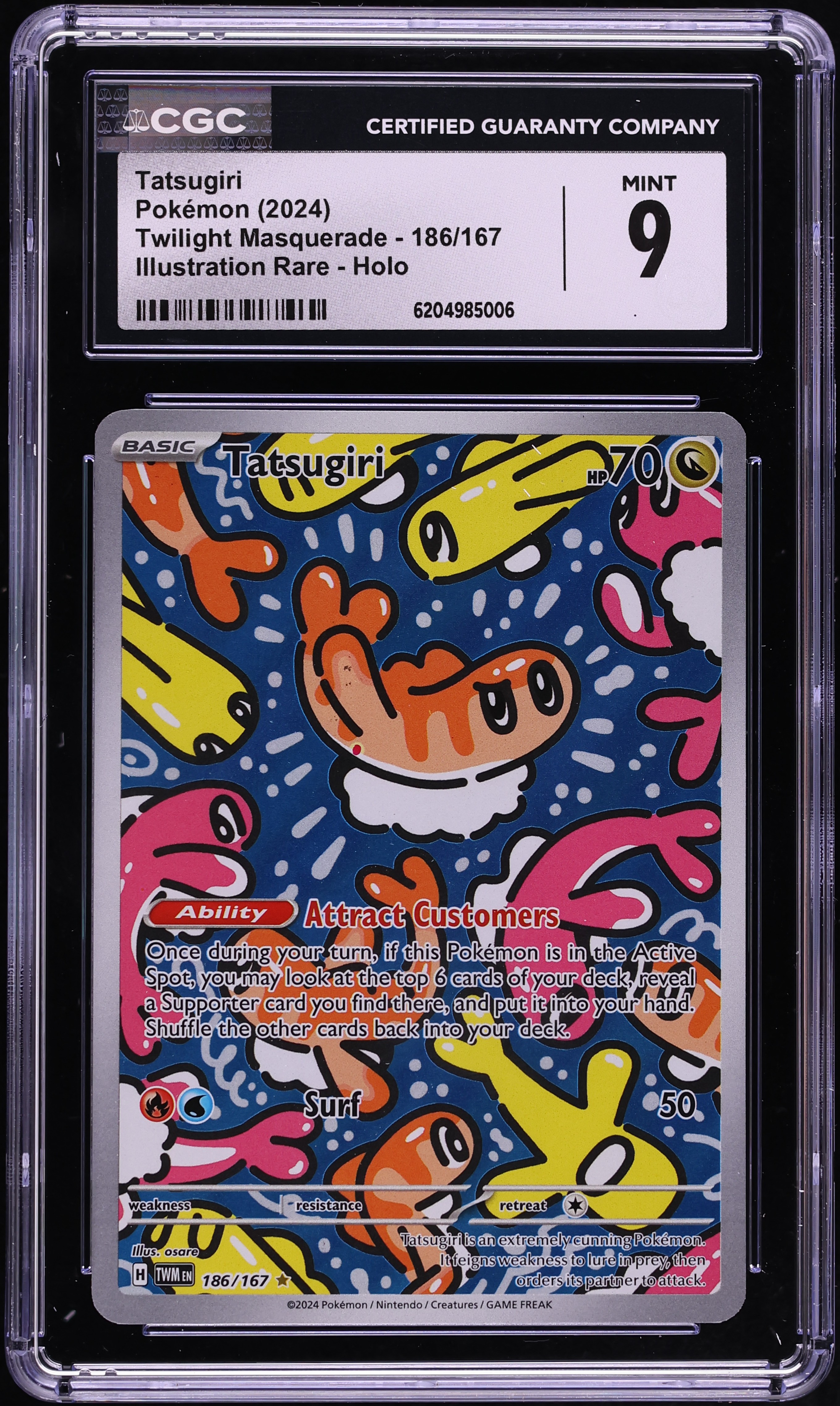 2024 Pokemon Scarlet & Violet Twilight Masquerade IR Tatsugiri #186 CGC 9 MINT