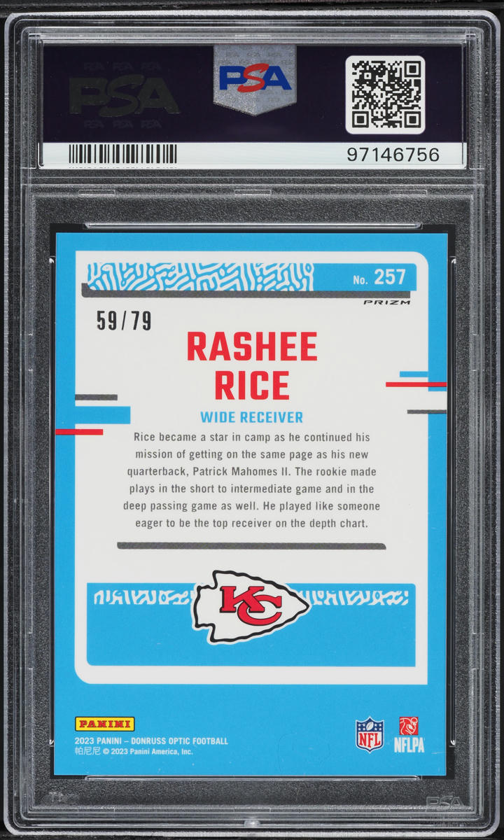 2023 Donruss Optic Pink Velocity Rashee Rice ROOKIE #257 PSA 10 GEM MINT