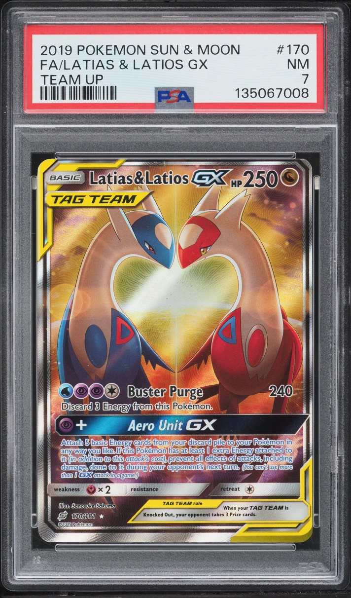 2019 Pokemon Sun & Moon Team Up Alt Art Latias & Latios GX #170 PSA 7 NRMT