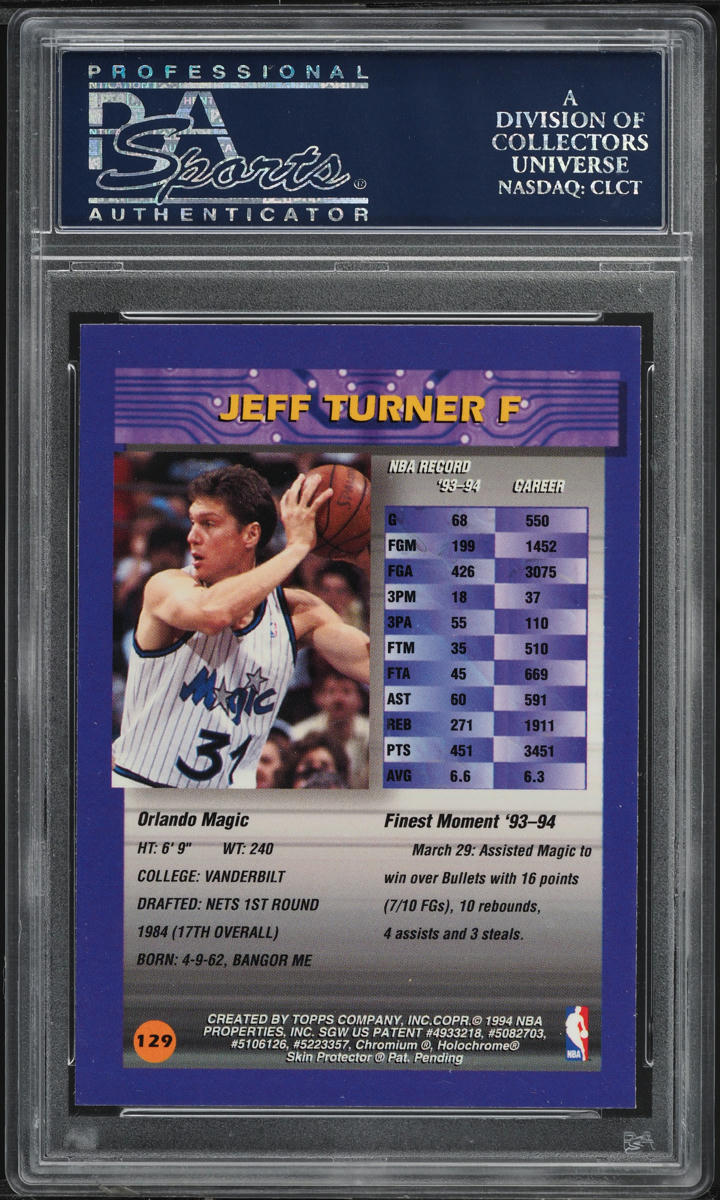 1994 Finest Refractor Jeff Turner #129 PSA 10 GEM MINT