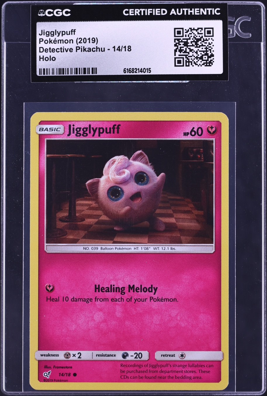 2019 Pokemon Sun & Moon Detective Pikachu Holo Jigglypuff #14 CGC AUTH