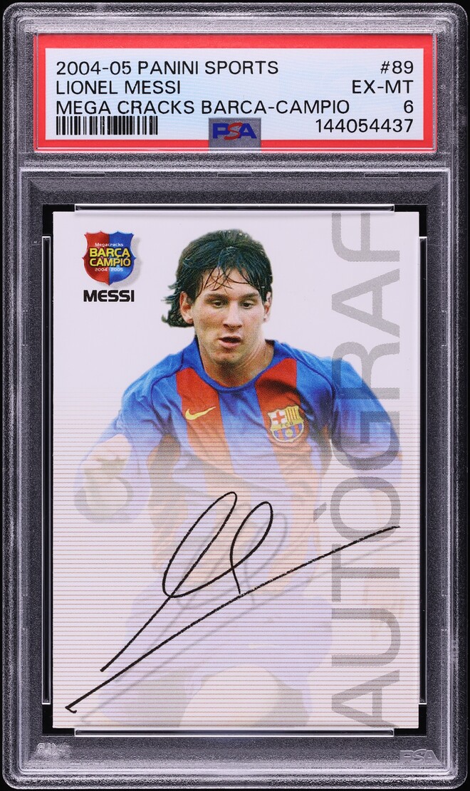 2004 Panini Sports Mega Cracks Barca Campio Lionel Messi ROOKIE #89 PSA 6 EXMT
